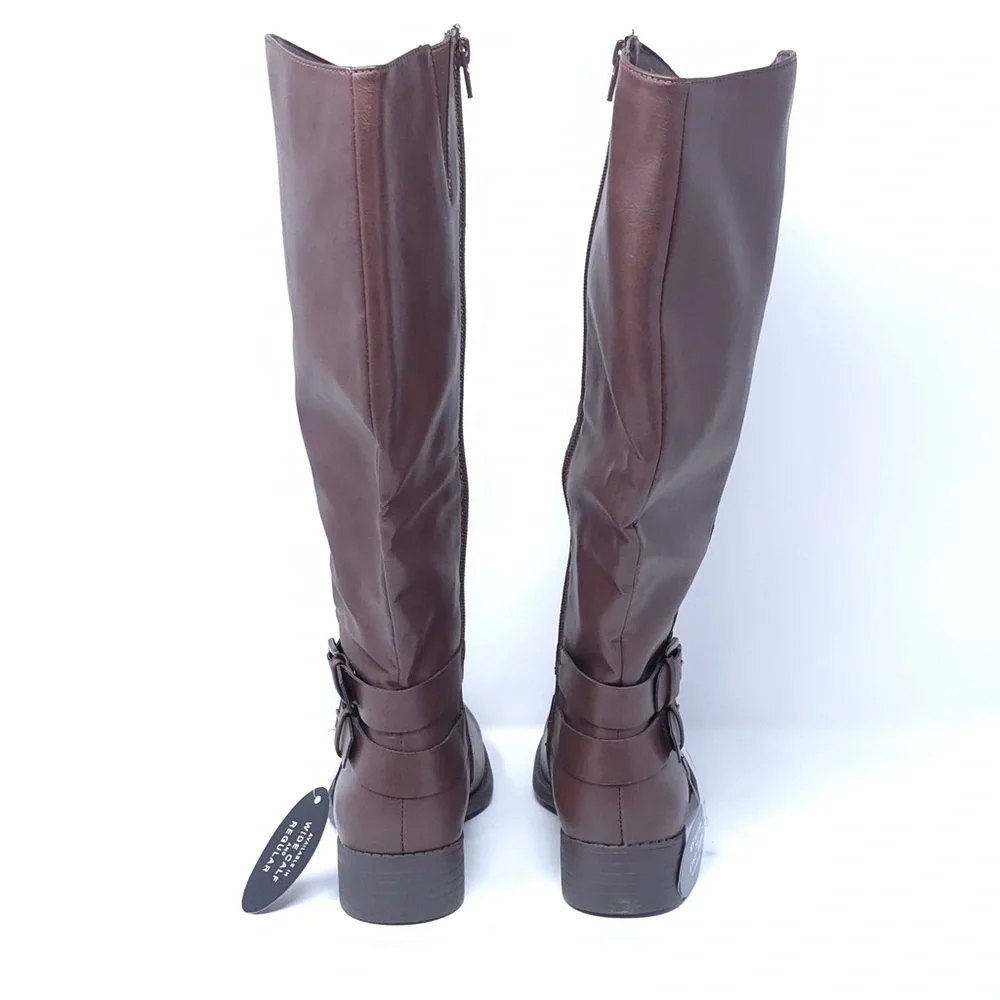 Style & Co MaliaWC Boots Brown Faux Leather Wide-Calf - Picture 4 of 12